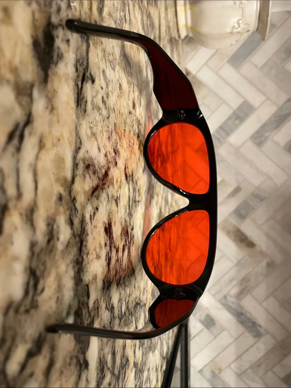 Men's Black Sunglasses with Red Lenses — Bold Shield Style